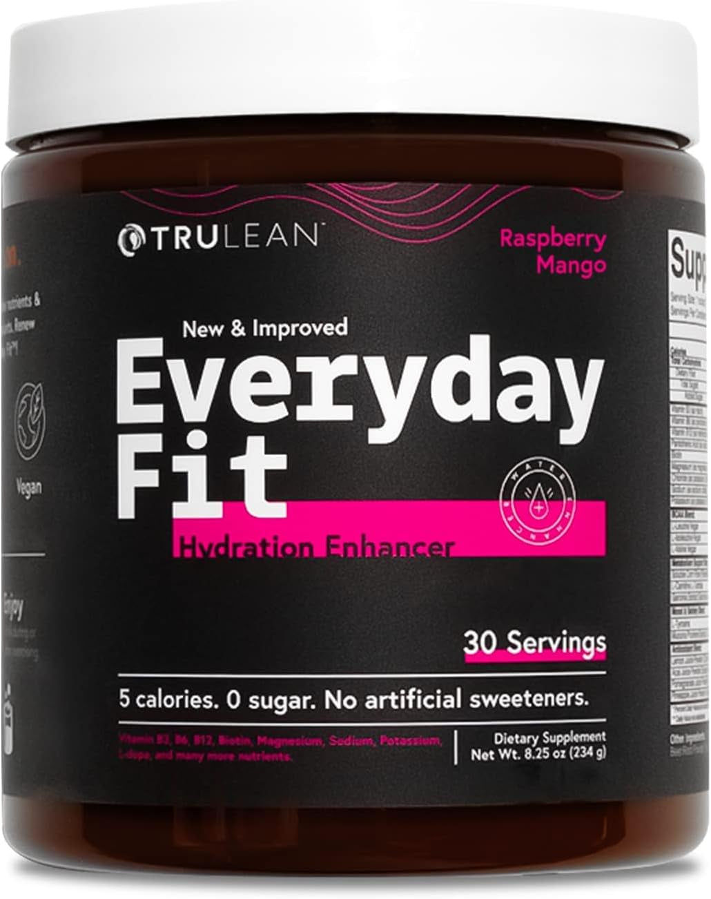 TRULEAN Everyday Fit Water Enhancer Sugar Free Electrolyte Powder Drink BCAA Blend Keto Amino Acid Supplement Tasty Sweet Raspberry Mango 30 Servings (Pack of 1)