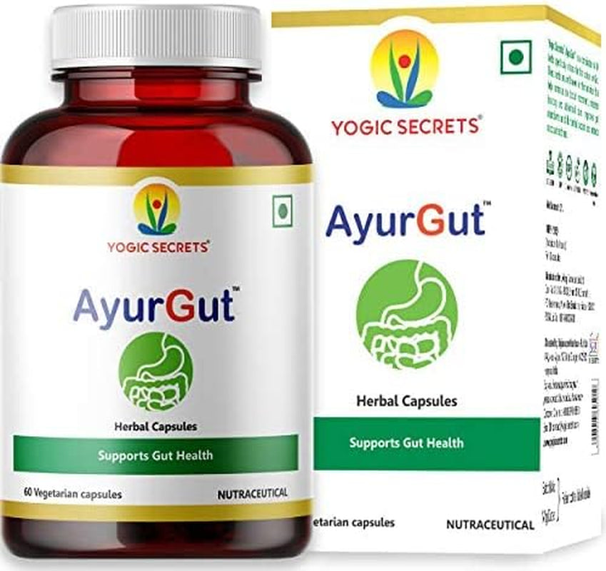 Yogic Secrets Ayurgut Clinically Proven Patented Formula for Digestive Health and Gut Health , 400Mg, Vegan Formulation - 60 Ct