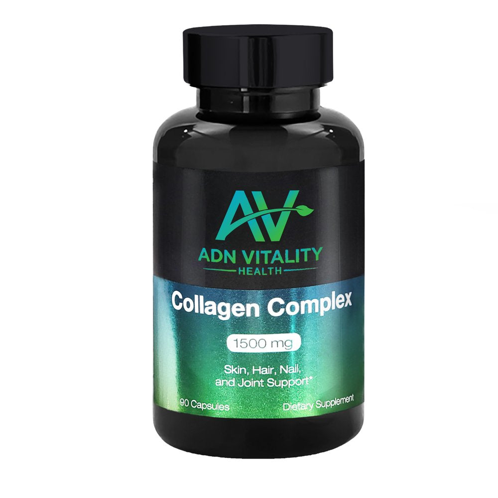 Collagen Peptides Pills - Hydrolyzed Multi Collagen Supplement - Collagen Capsules (Type I, II, III, V, and X) - by ADN VITALITY - Support Joints, Skin, Hair, and Nails - 90 Capsules