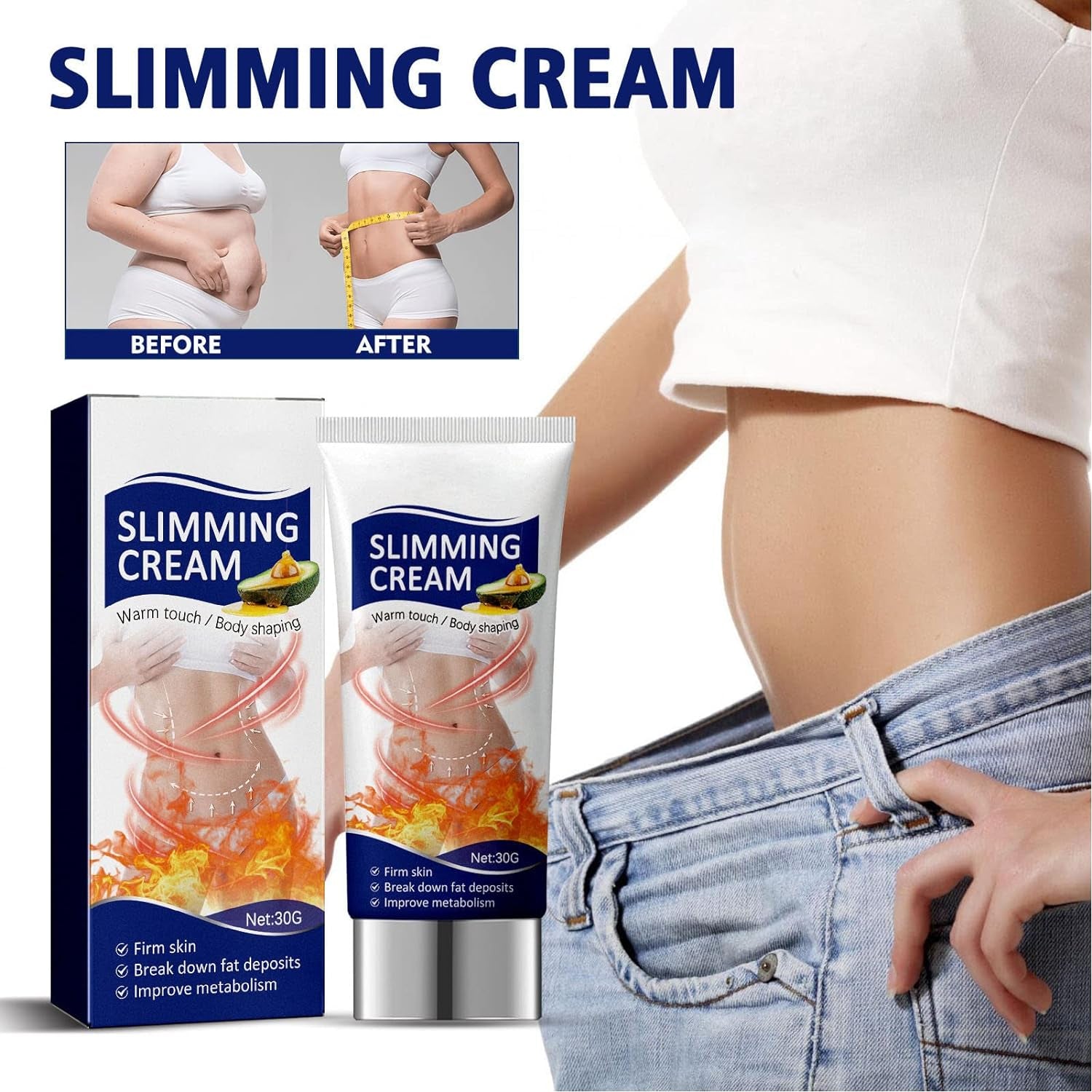 30G Hot Cream for Arm Waist Hip Leg, Lose Weight Cream