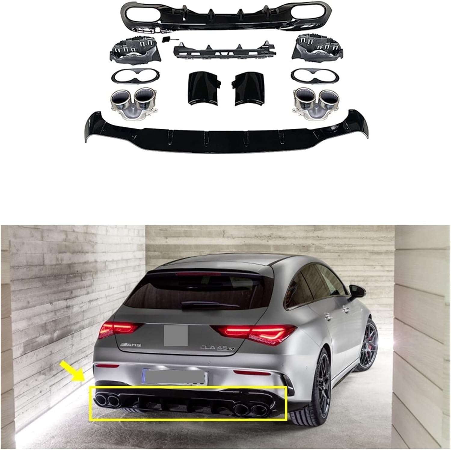 Uekinishi AMG CLA45 CLA35 Rear Diffuser Compatible with CLA W118 C118 Mercedes-Benz X118 CLA180 CLA200 CLA250 CLA35 CLA45 AMG 2020 2021 (Color : CLA35 Silver)