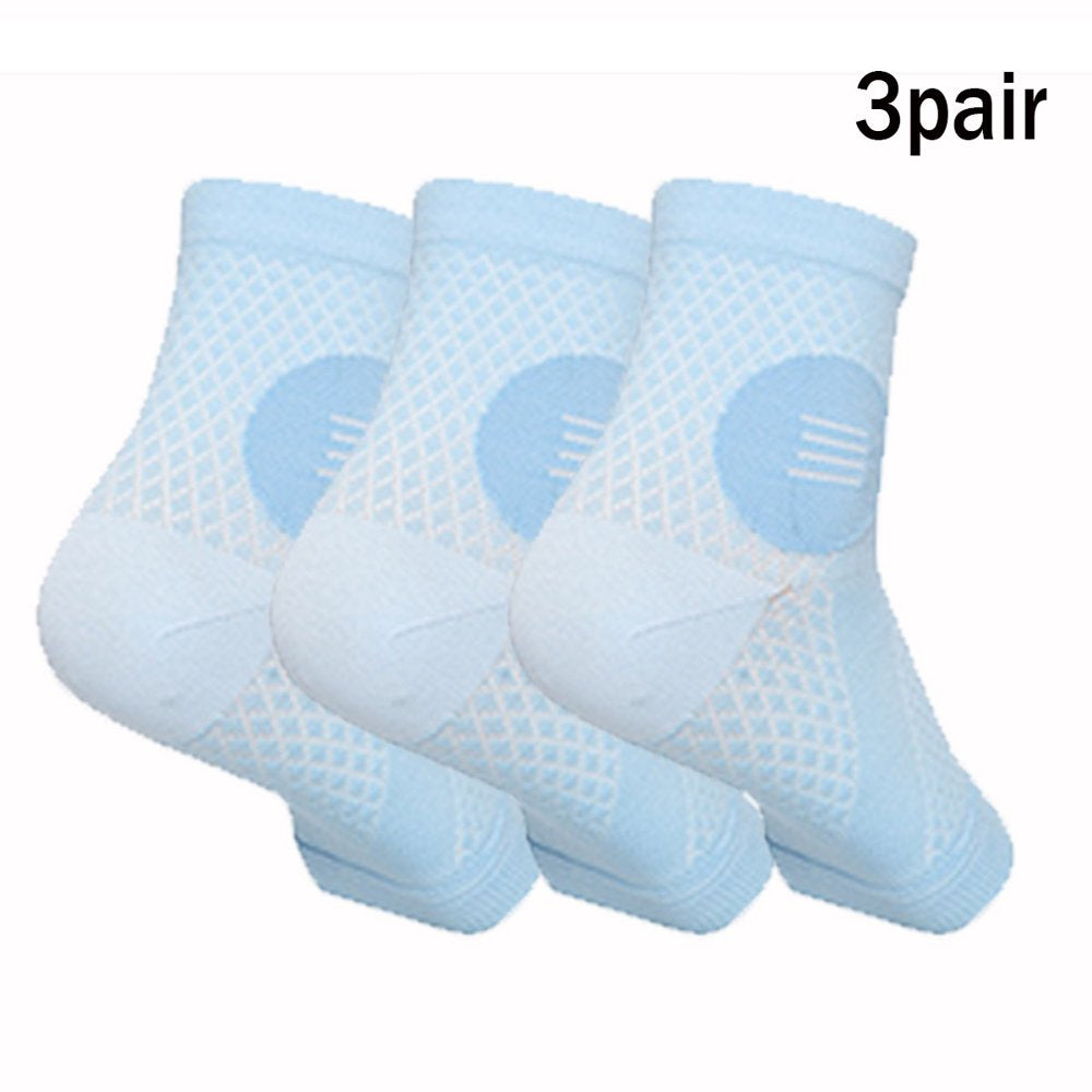 3Pair Ankle Brace Plantar Fasciitis Socks Women Socks for Women Neuropathy Compression Ankle Socks Arch Support Socks，Adult-S，Blue