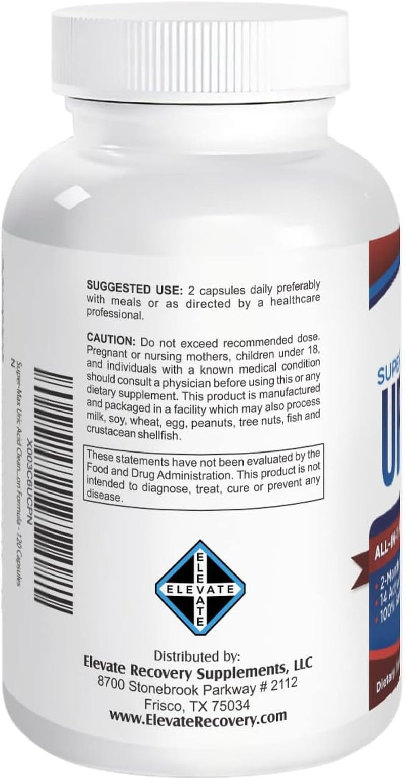 2-Month Uric Acid Cleanse Support Supplement (All-In-1 Herbal Formula) with 14 Active Ingredients Including Tart Cherry Extract & Cranberry Extract - Uric Acid Supplements - 120 Capsules