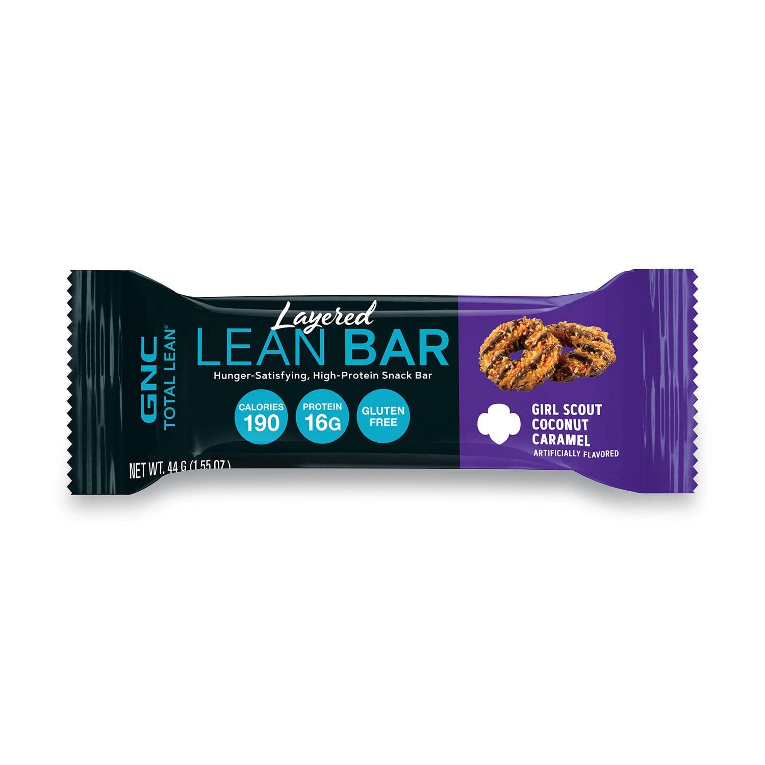 GNC Total Lean Layered Lean Bar | Hunger Satisfying - High Protein Snack Bar | Girl Scout Coconut Caramel - 9 Bars