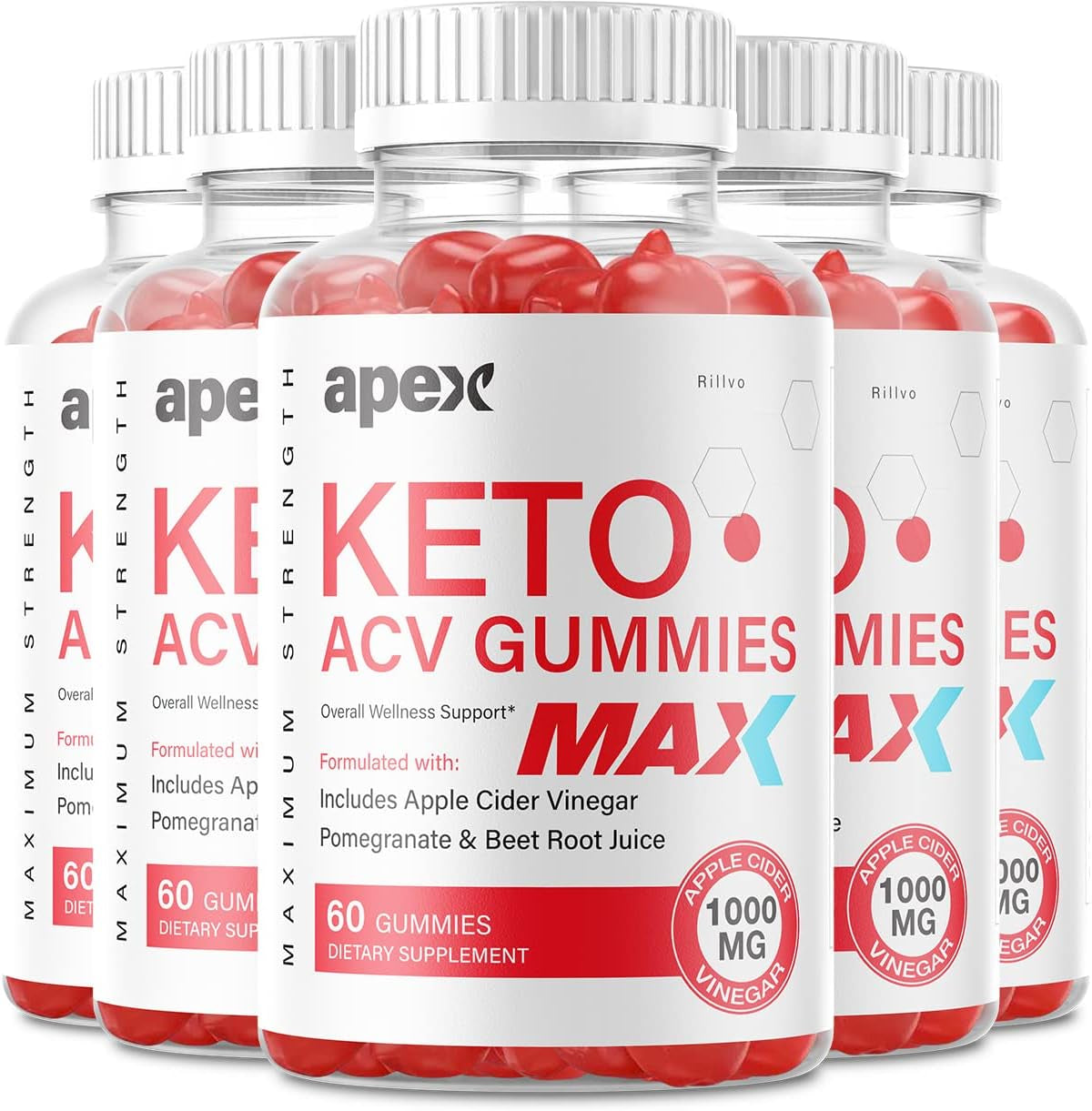 (5 Pack) Apex Keto Max ACV Gummies Apex Keto Advanced Formula Overall Wellness Support (300 Gummies)