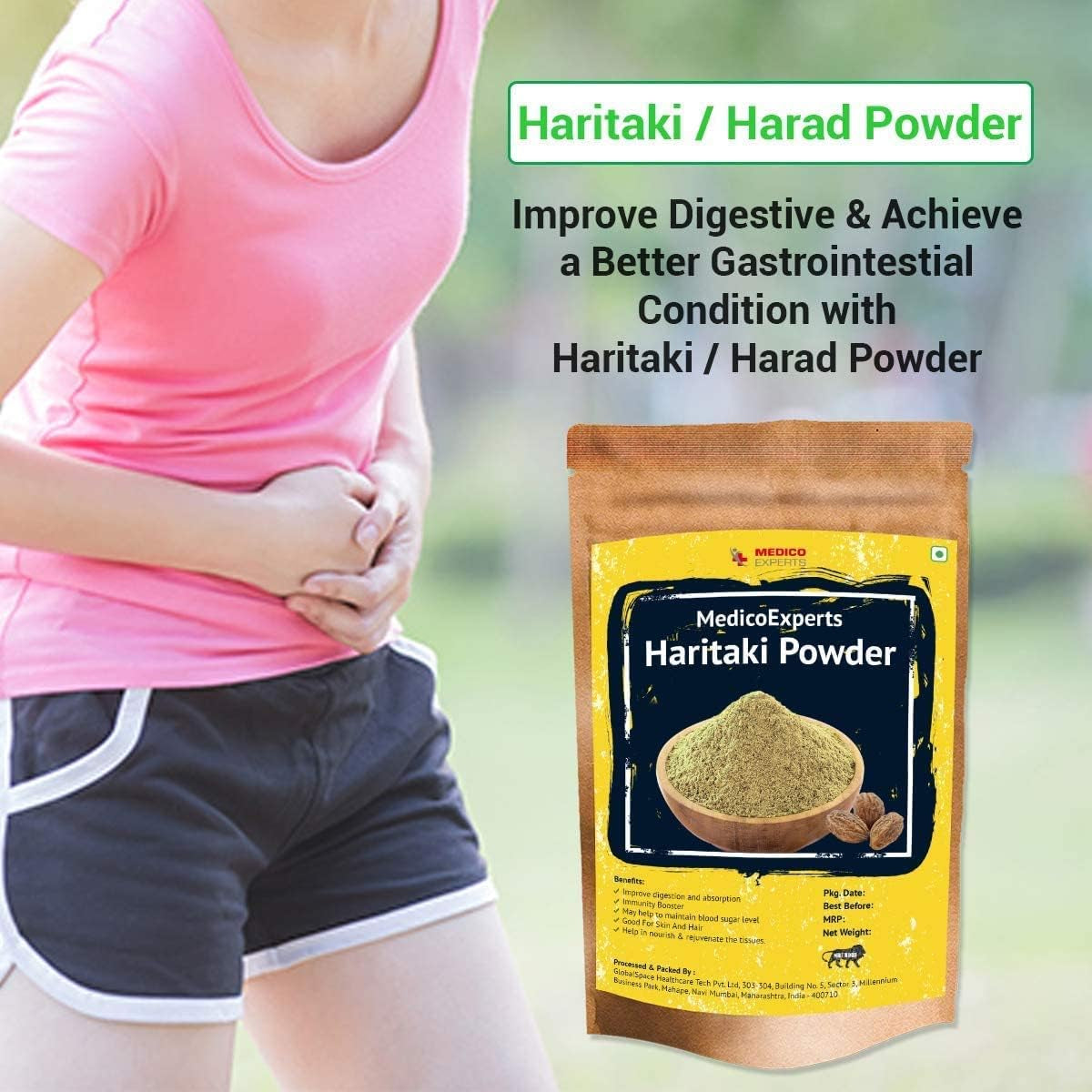 CROW Haritaki Powder Organic - 400 GMS | 100% Pure Harde Powder | Kadukkai Powder | Harad Powder | Inknut Powder for Dark Circles, Face, Skin & Healthy Digestion