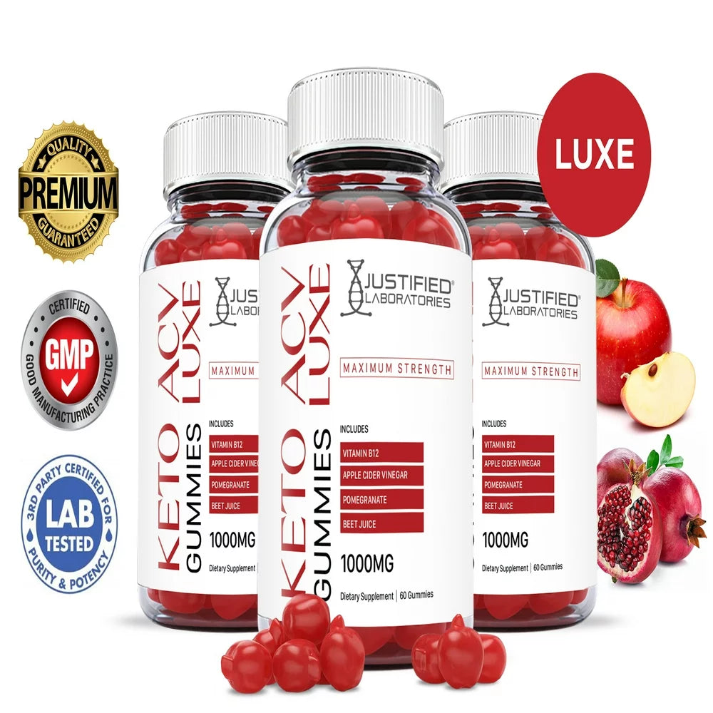 (3 Pack) Luxe Keto ACV Gummies 1000MG Dietary Supplement 180 Gummys