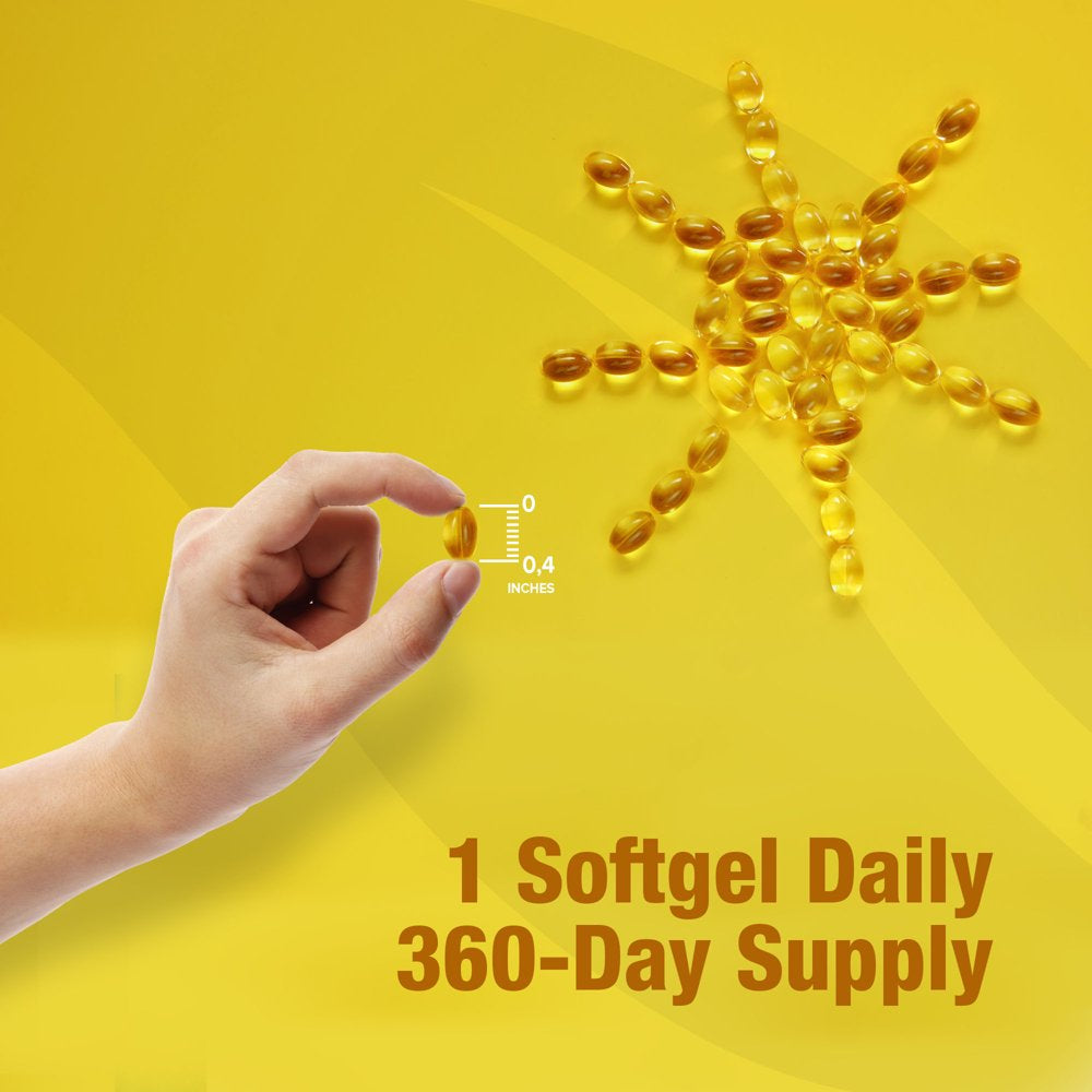 ORZAX Vitamin D3 2000 Iu Softgels, 360 Days Supply, 125 Mcg Vitamin D3, 360 Mini Softgels