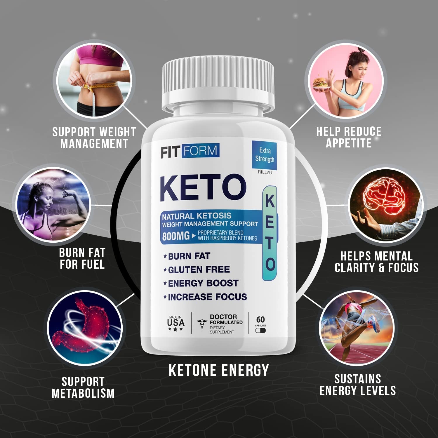 (3 Pack) Fit Form Keto Pills Advanced Ketogenic Formula (180 Capsules)