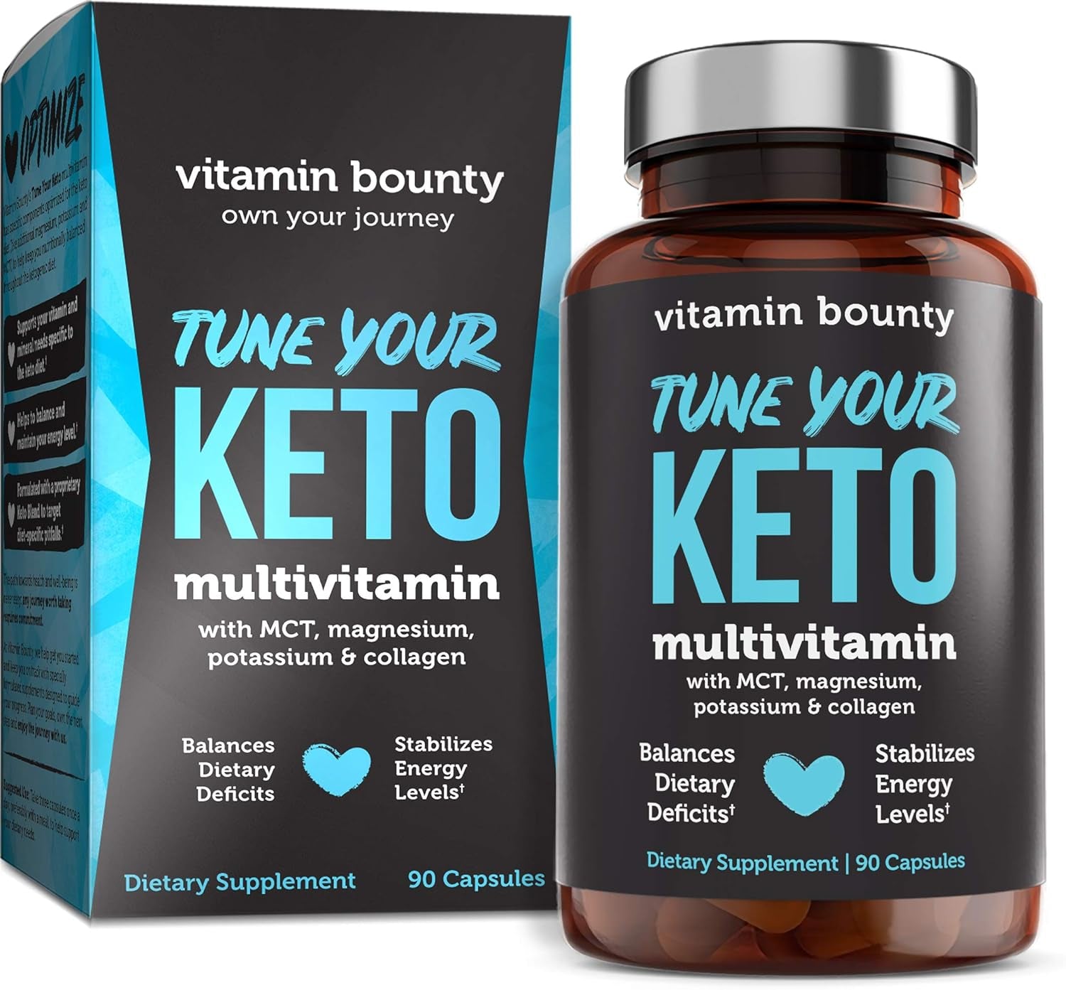 Vitamin Bounty Tune Your Keto and Burn on Keto Bundle - Keto Multivitamin, Calorie Burning for Women and Men, Premium Raspberry Ketones, Energy Support - Bundle 60 Capsule Each