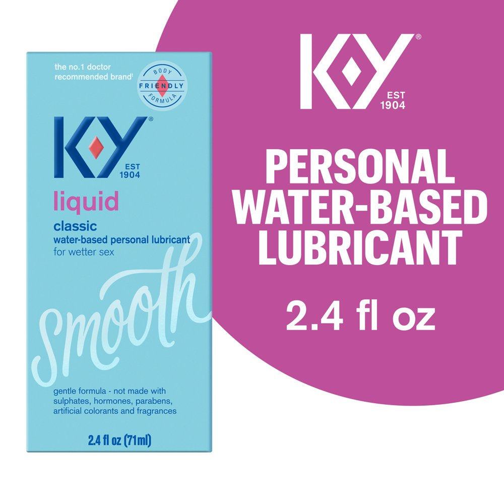 Water Based Lube K-Y Liquid 2.4 Fl Oz Adult Toy Friendly Personal Lubricant for Couples, Men, Women, Massage Pleasure Enhancer, Vaginal Moisturizer, Ph Balanced, Paraben Free, Latex Condom Compatible