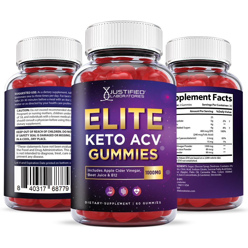 (5 Pack) Elite Keto ACV Gummies 1000MG Dietary Supplement 300 Gummys