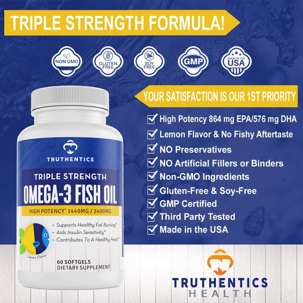 Truthentics Quercetin 800 Mg with Bromelain & Zinc plus Omega-3 Fish Oil Bundle - Immune & Respiratory Health - 60 Count Each