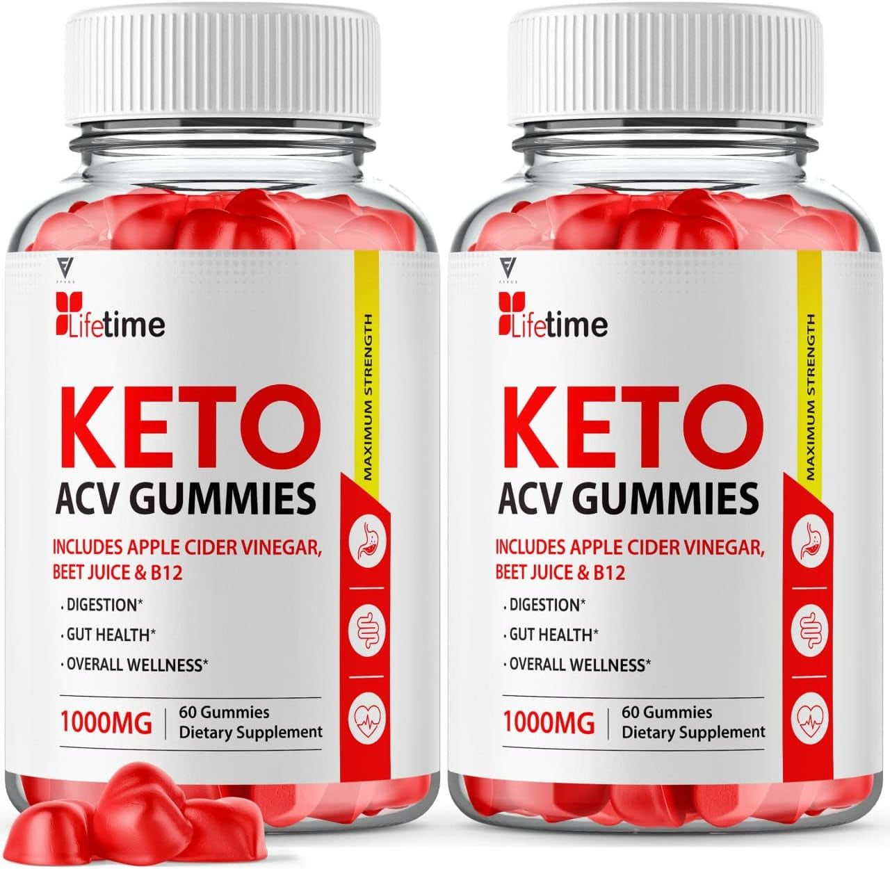 (2 Pack) Lifetime Keto plus ACV Gummies, Appetite Suppressant Weight Loss Fat Burner Gummies, Life Time Keto + ACV Advanced plus Belly Diet That Work Fast Women (120 Gummies)