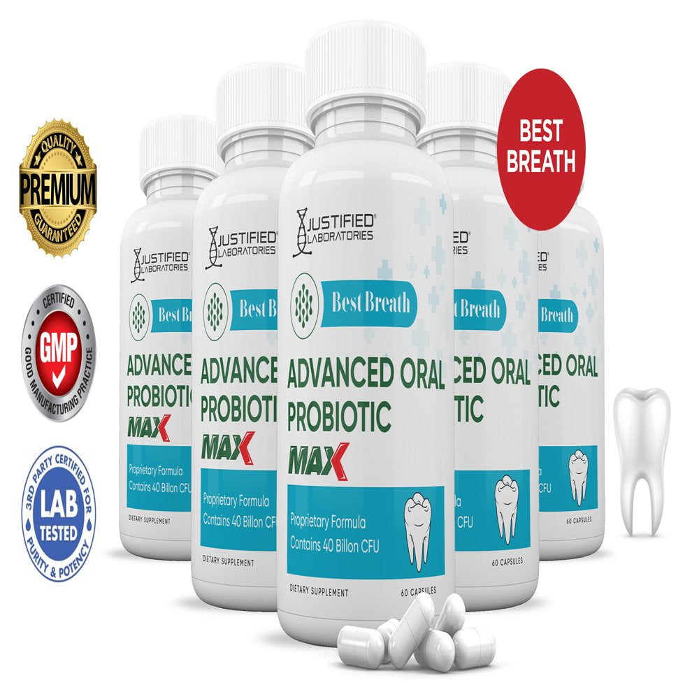 (5 Pack) Best Breath Max 40 Billion CFU Probiotic Oral Support 300 Capsules