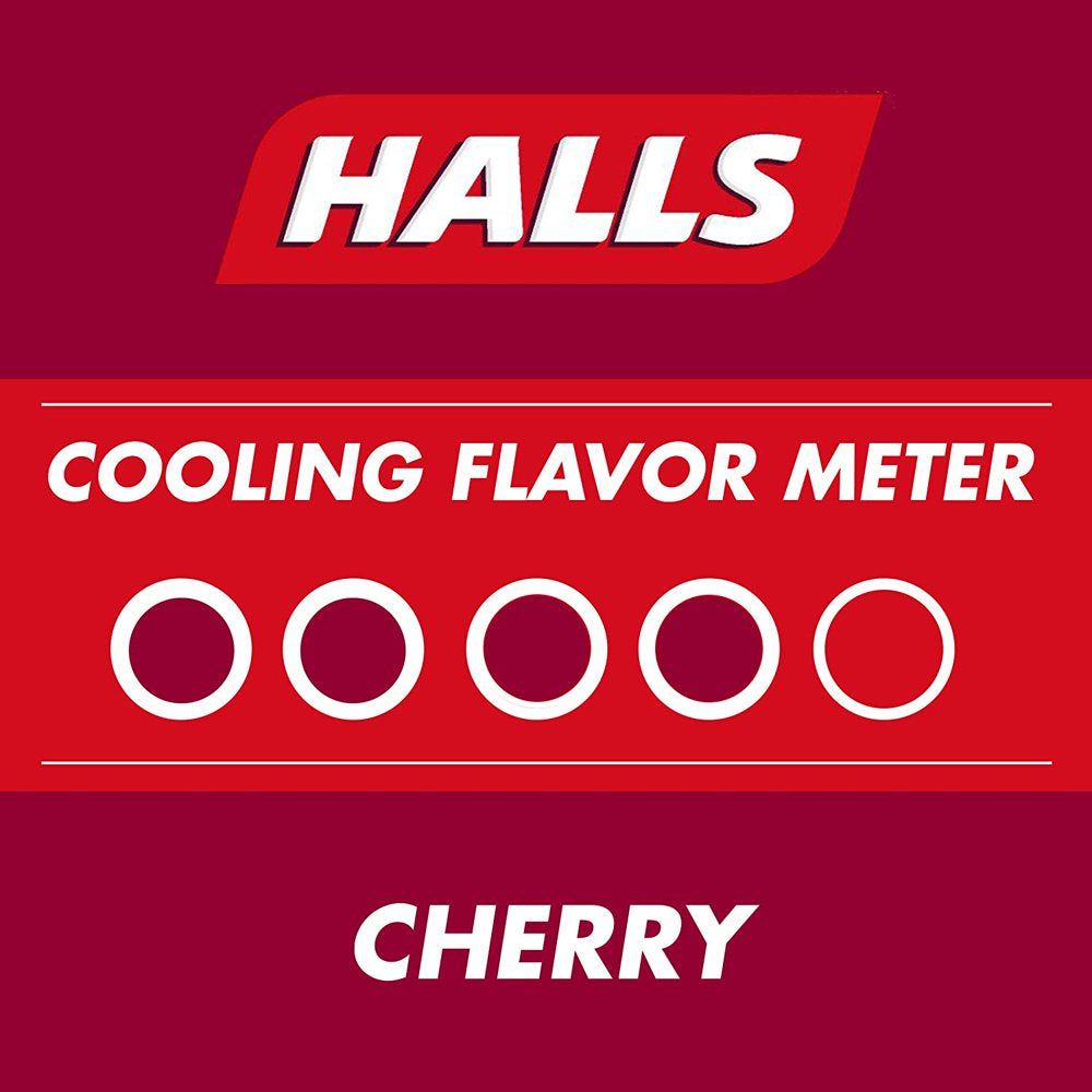 Halls Cherry Cough Drops - with Menthol - 180 Drops (20 Sticks of 9 Drops)