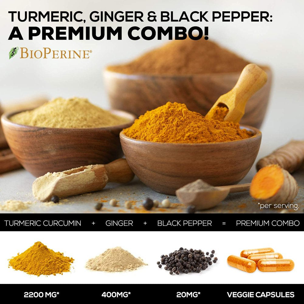 Turmeric Curcumin with Bioperine 95% Standardized Curcuminoids 2600Mg - Black Pepper for Max Absorption, Premium Joint Support, Nature'S Tumeric Extract, Herbal Supplement, Non-Gmo - 240 Capsules