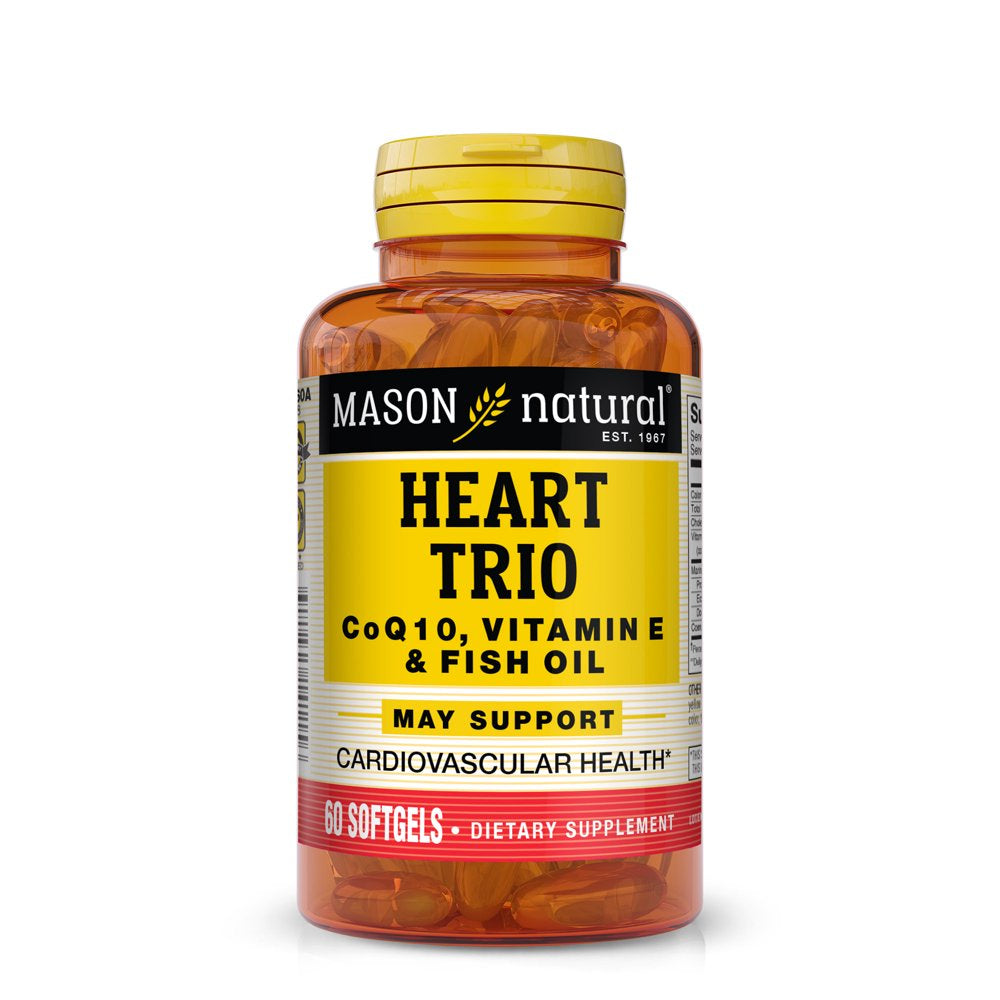 Mason Heart Trio: Co Q10, Vit E & Fish Oil - Boosts Heart Health, 60 Soft Gels.