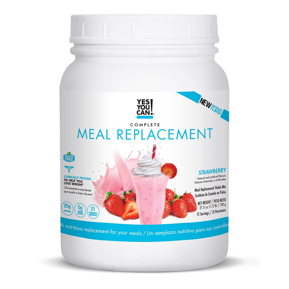 Yes You Can! Complete Meal Replacement - 15 Servings, 20G of Protein, 0G Added Sugars, 21 Vitamins and Minerals - All-In-One Nutritious Meal Replacement Shake (Strawberry)