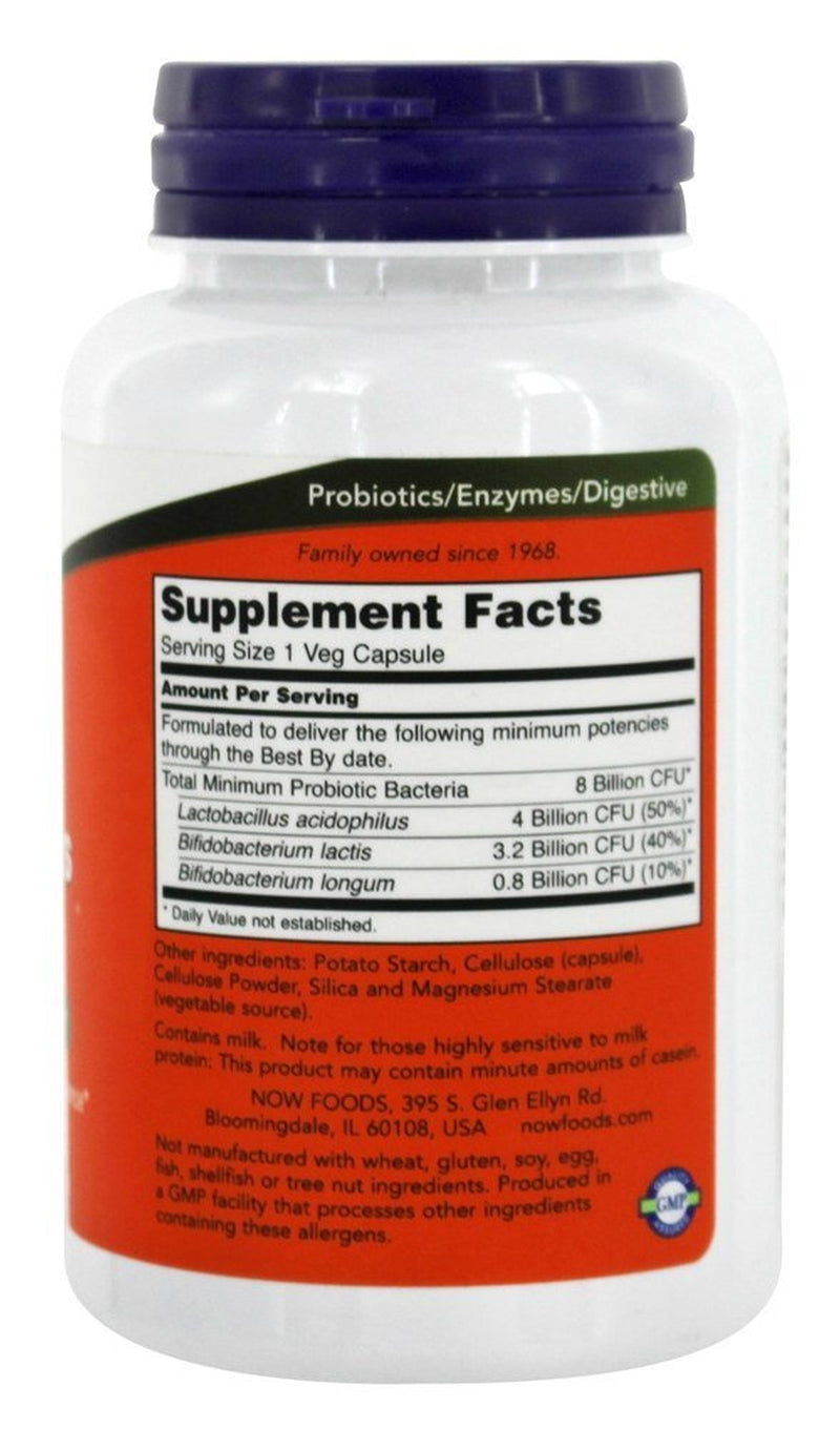 NOW Foods Acidophilus & Bifidus 8 Billion, 120 Capsules-2 Pack