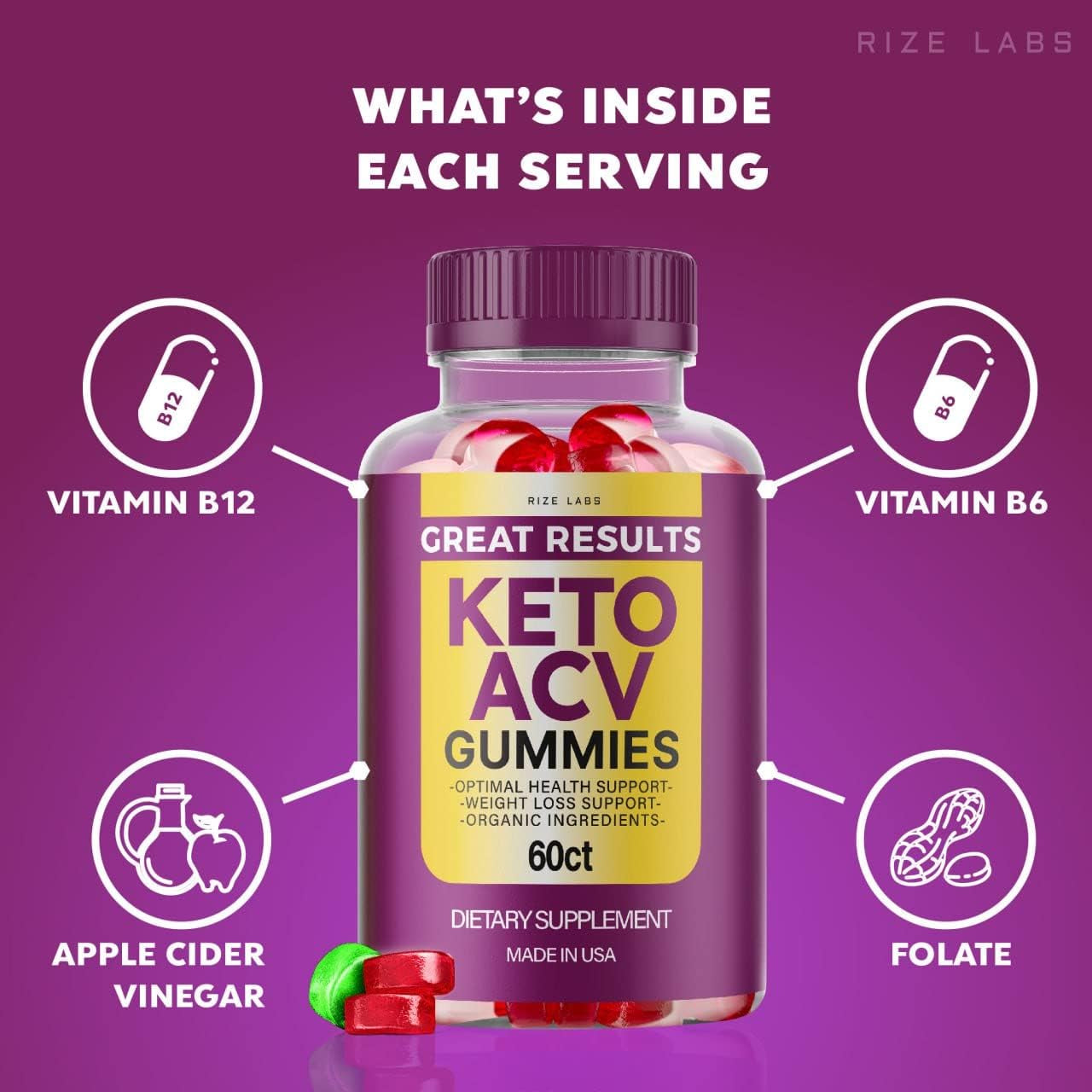 (2 Pack) Great Results Keto ACV Gummies Great Results Apple Cider Vinegar Advanced Gummies (120 Gummies)