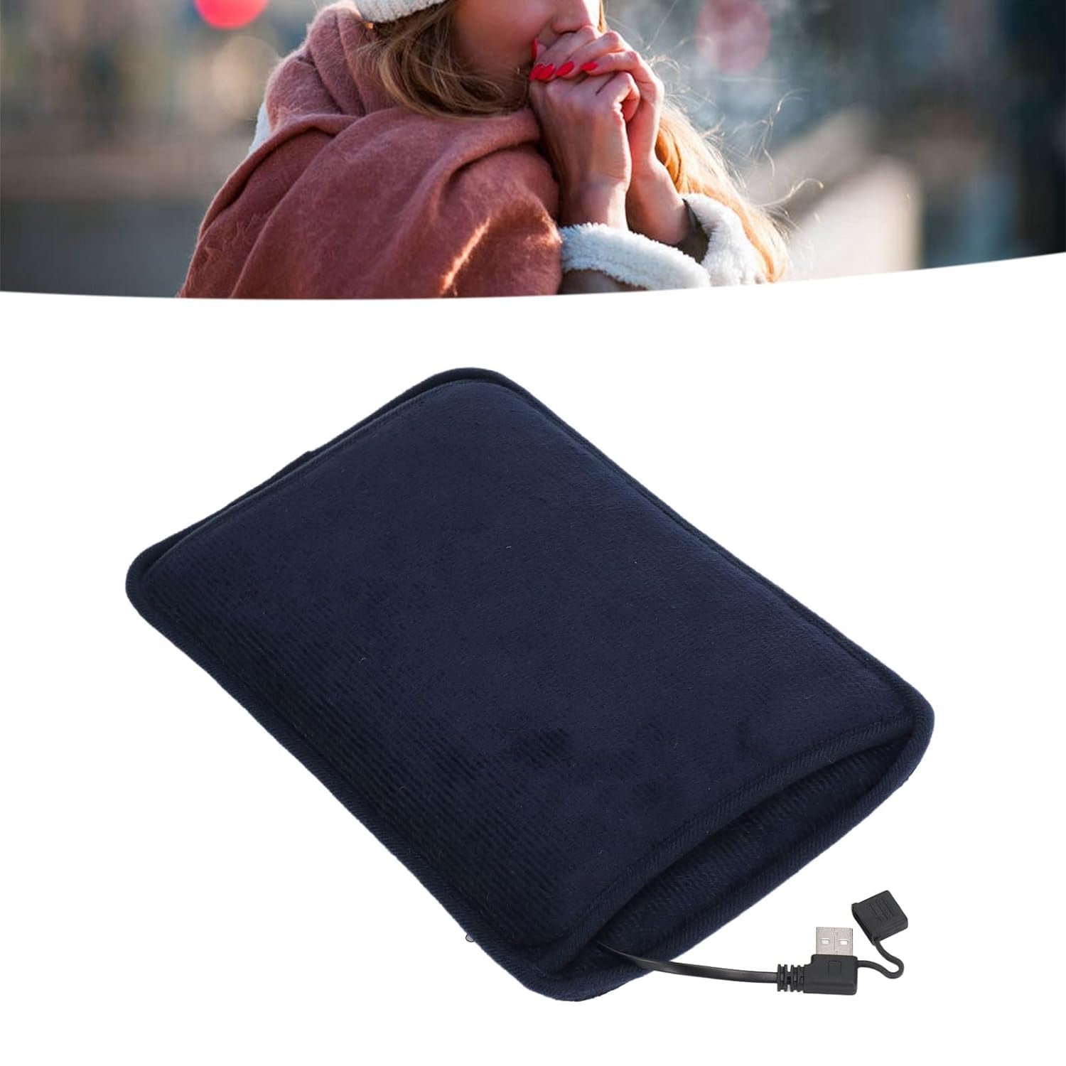 USB Hand Warmer, Fast Heating Electric Heated Hand Warmer Delicate Touch Multifunctional for Office(Dark Blue)