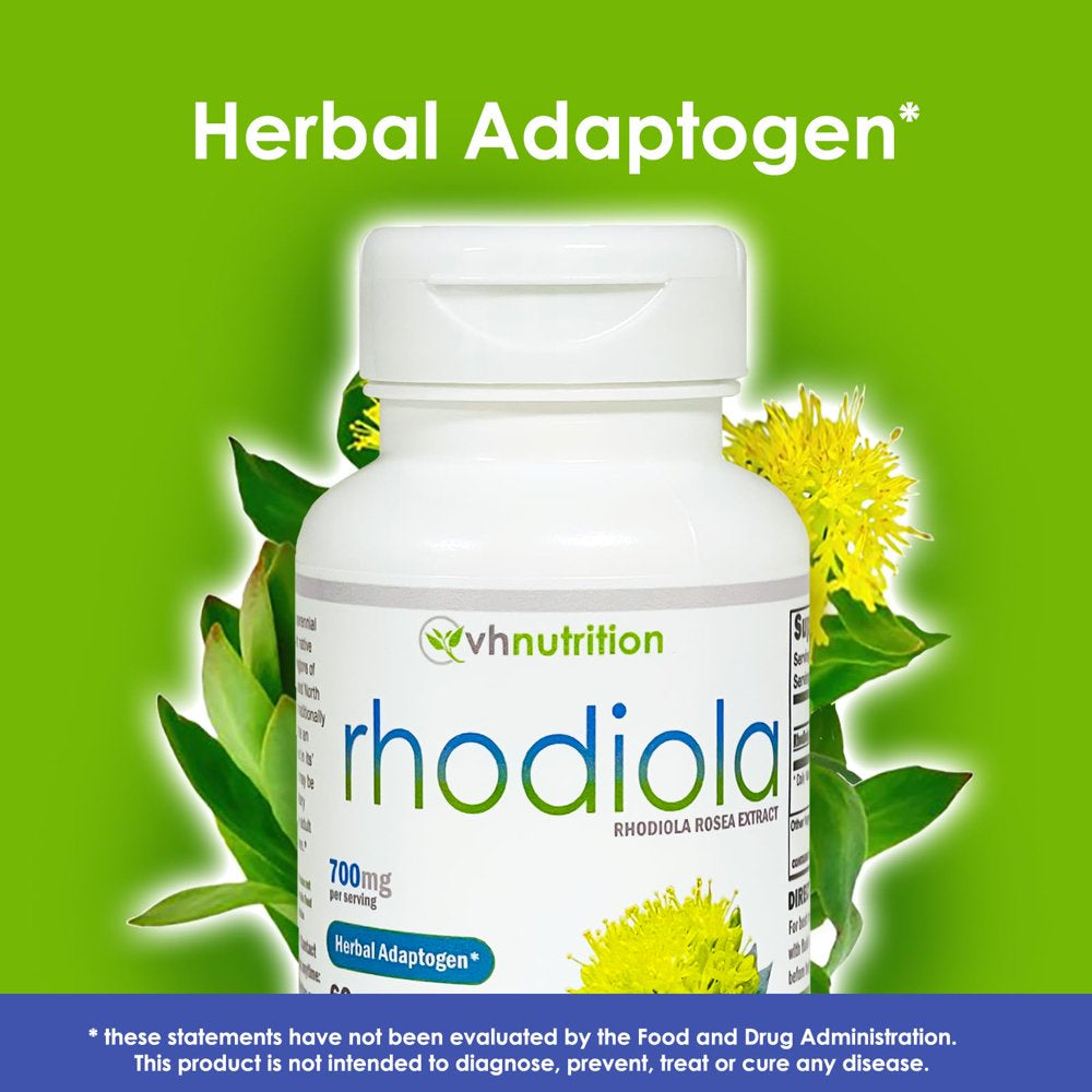 VH Nutrition RHODIOLA | Rhodiola Rosea Capsules | Supplement for Adrenal Support, Focus, and Energy* | 60 Capsules