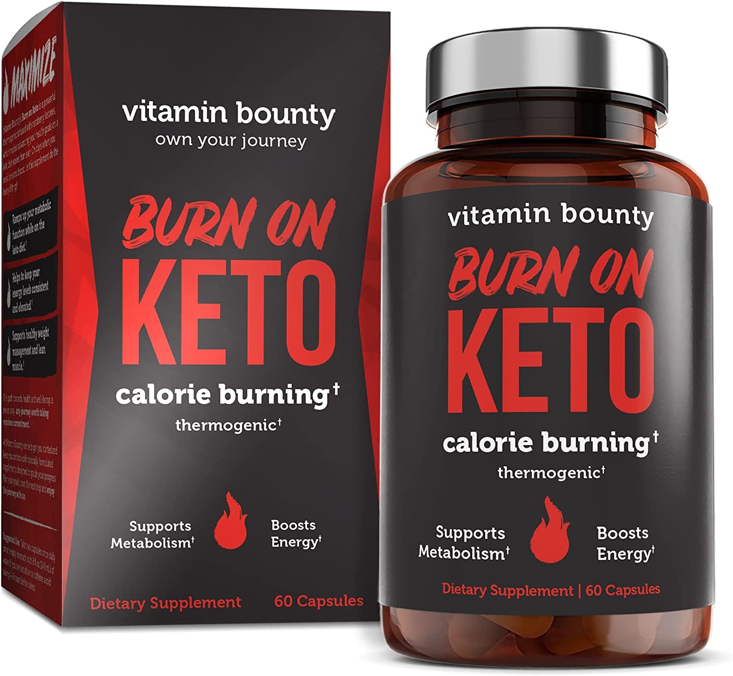 Vitamin Bounty Tune Your Keto and Burn on Keto Bundle - Keto Multivitamin, Calorie Burning for Women and Men, Premium Raspberry Ketones, Energy Support - Bundle 60 Capsule Each