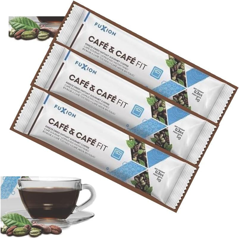 FUXION CAFÉ & CAFÉ FIT-5 Grams per Stick 3 Pack-Regulation of Blood Sugar Levels and Reduce the Feeling of Fatigue.