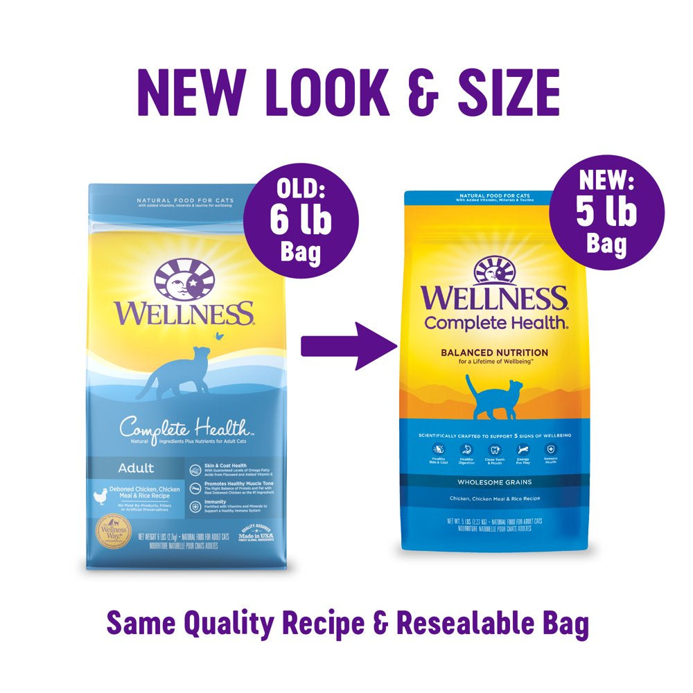 Wellness Complete Health Dry Cat Food, Chicken & Chicken Meal Recipe, 5Lb Bag