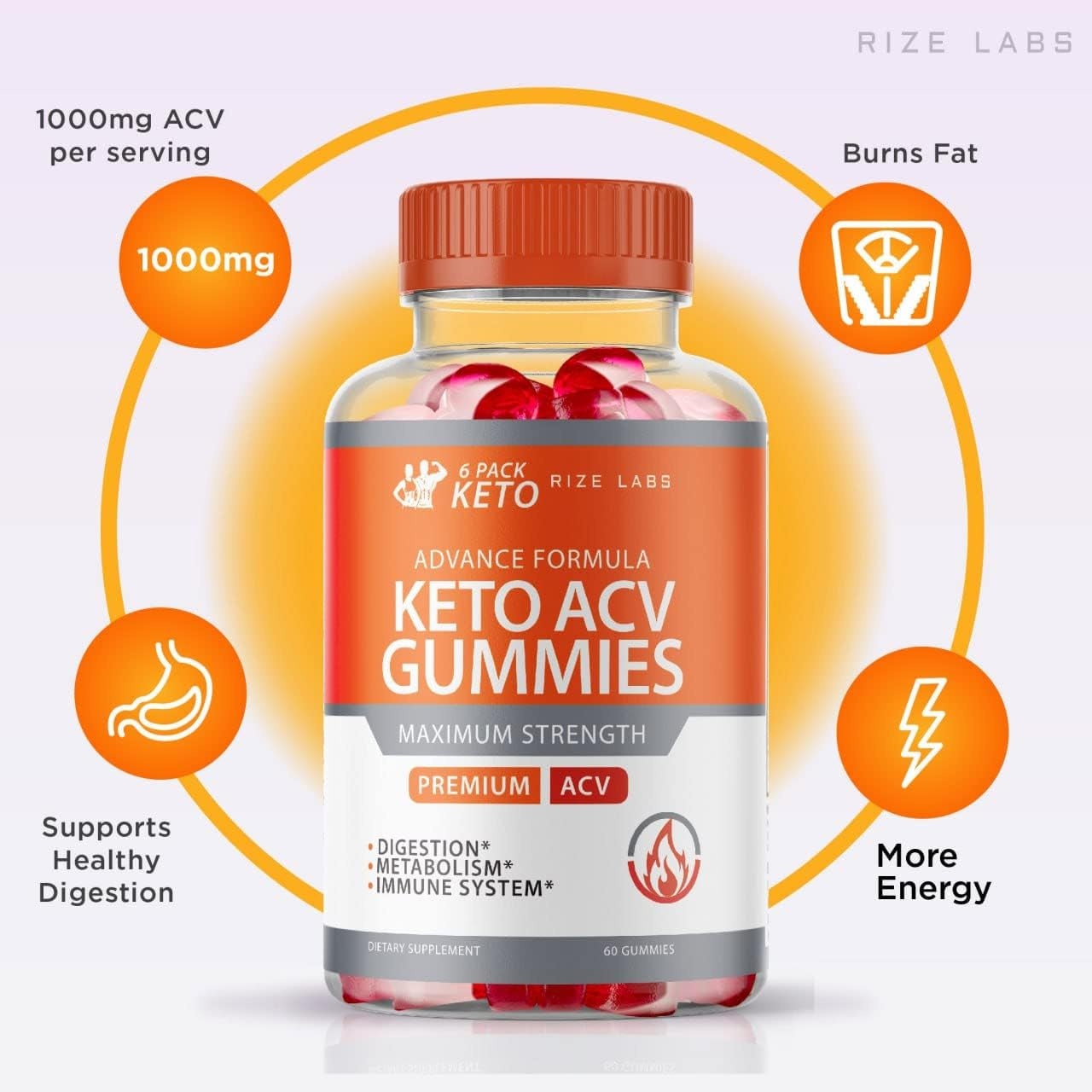 (5 Pack) 6 Pack Keto Advanced Formula ACV Gummies 6 Pack Keto Gummies 6 Pack Keto ACV Gummies (300 Gummies)