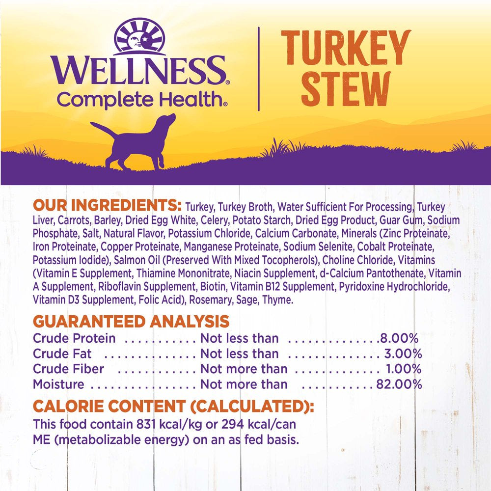 Wellness Thick & Chunky Natural Canned Dog Food, Turkey Stew, 12.5-Ounce Can (Pack of 12)