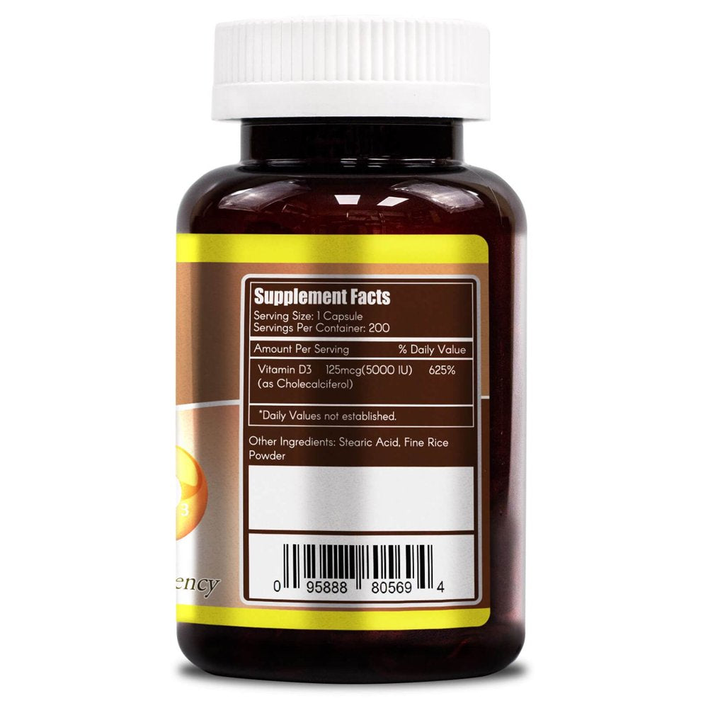 Vitamin D3 5000IU - 200 Capsules