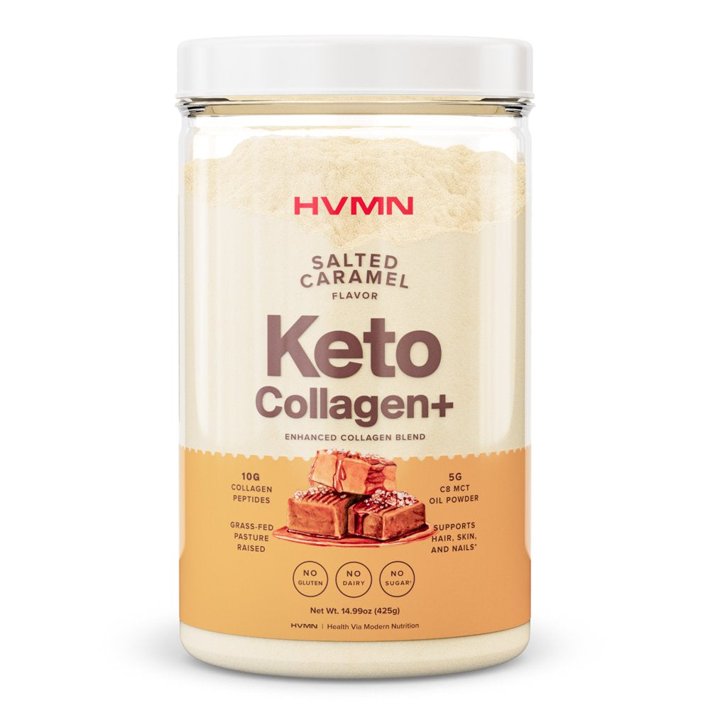 H.V.M.N. Keto Collagen+ Protein Powder, Salted Caramel, 25 Servings - Collagen Peptides & MCT Powder, Keto Diet Approved