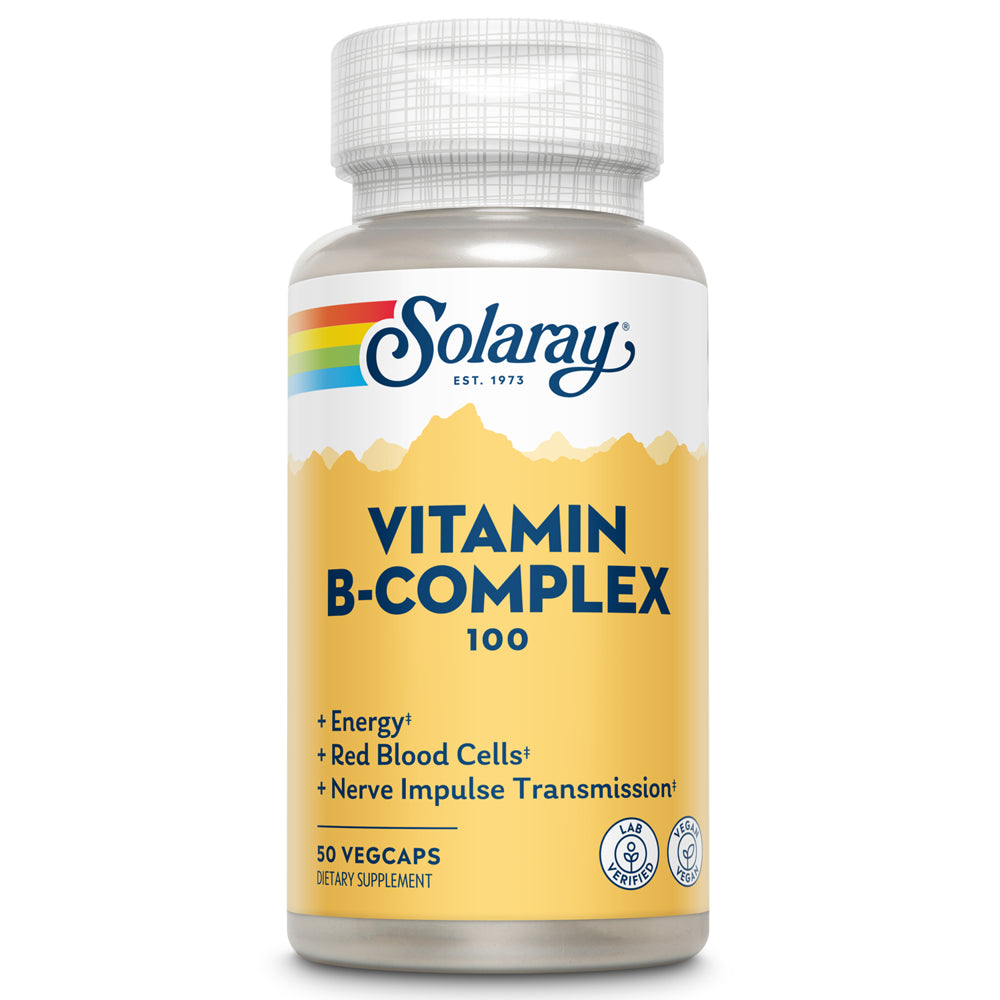 Solaray Vitamin B-Complex 100 Mg, Healthy Energy, Blood Cell Formation & Nerve Impulse Transmission Support, 50 Vegcaps