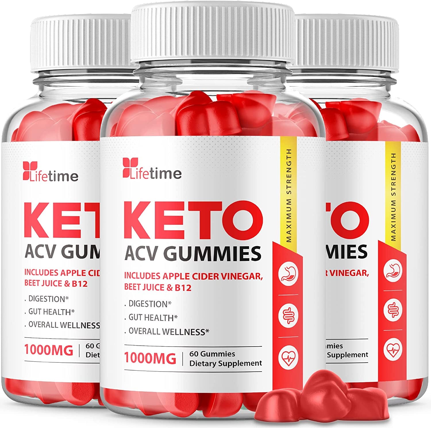 (3 Pack) Lifetime Keto plus ACV Gummies - Official Formula, Vegan, Non GMO - Lifetime Keto Acc Gummies, Life Time Keto Gummies with Apple Cider Vinegar, Vitamin B12, Pomegranate Juice (180 Gummies)