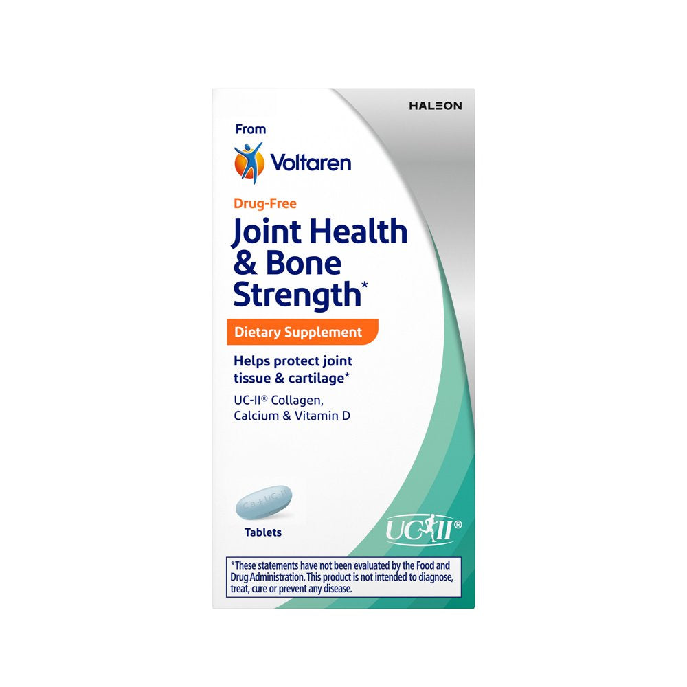 Joint Health & Bone Strength Dietary Supplement from Voltaren, with UC-II® Collagen, Calcium, and Vitamin D – 30 Count Bottle