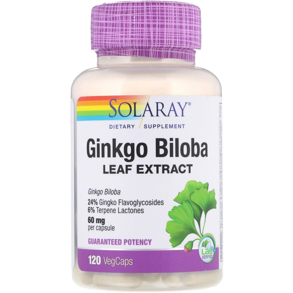 Solaray Ginkgo Biloba Leaf Extract, 60 Mg, 120 Vegcaps