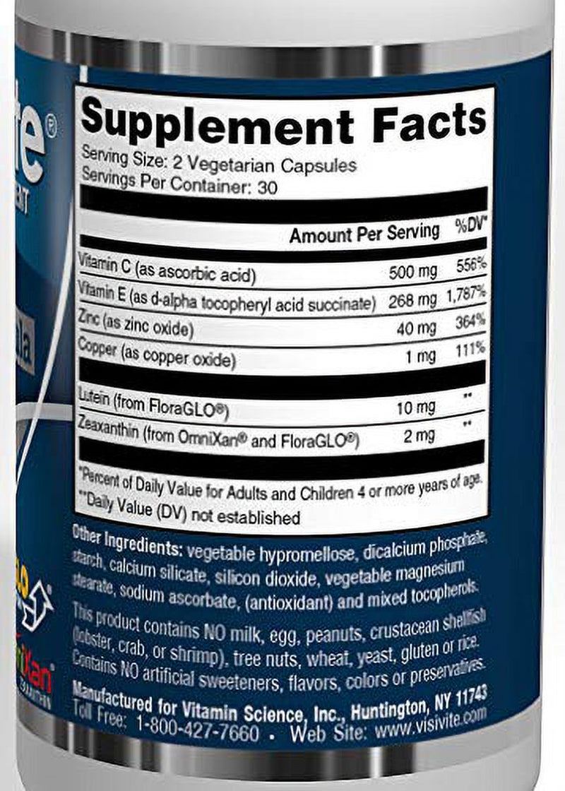 Visivite AREDS 2 Select Eye Vitamin Formula - 60 Capsules (1 Month Supply)