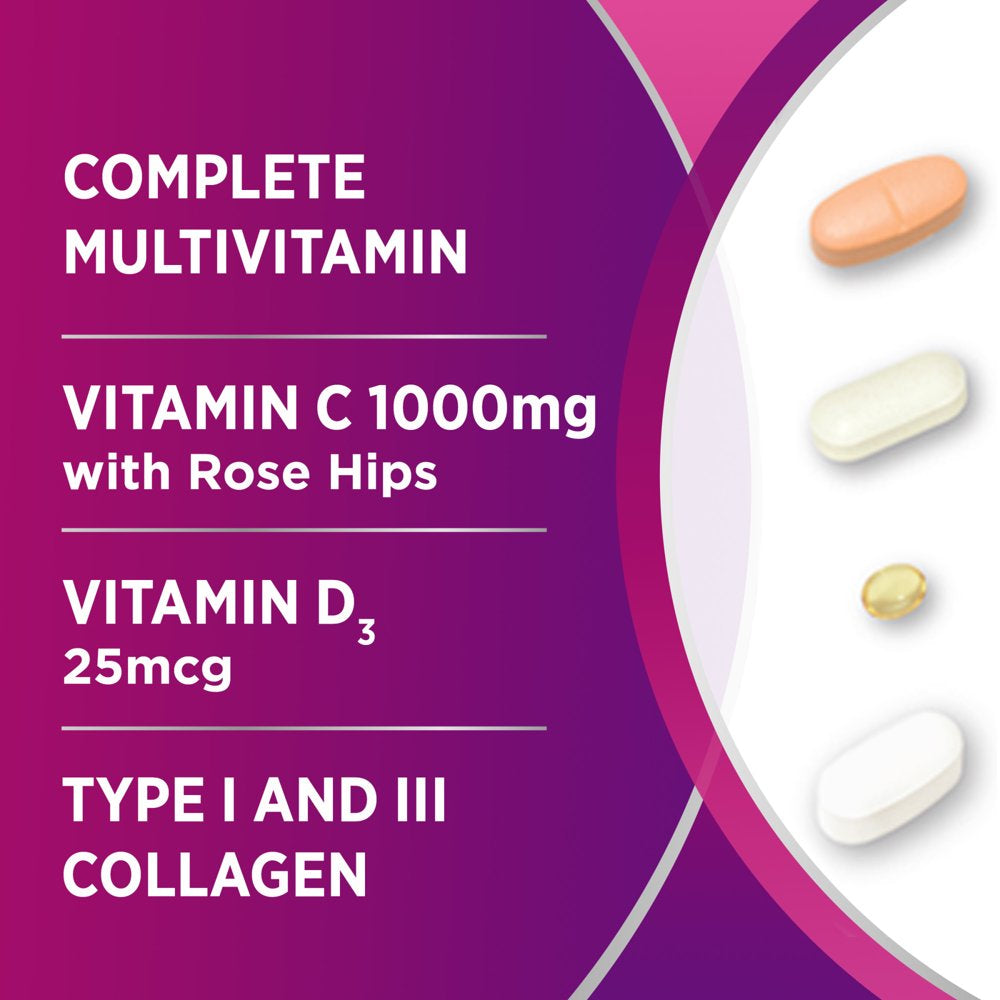 Centrum Wellness Packs Daily Vitamins for Women in Their 30S, with Complete Multivitamin, Vitamin D Supplement, Collagen I and Iii, Vitamin C 1000Mg with Rose Hips - 30 Packs/1 Month