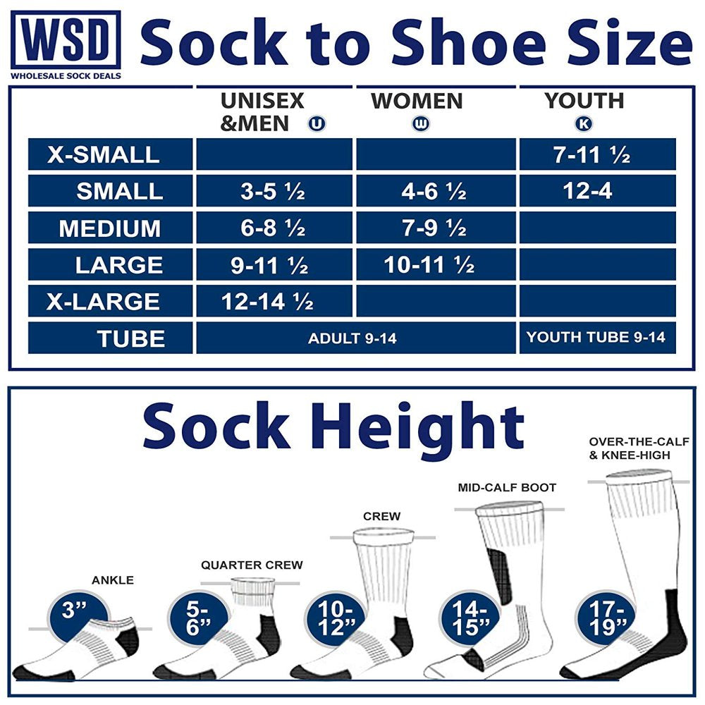 Yacht & Smith 6 Pairs Men and Women Value Pack of Ring Spun Cotton Crew Diabetic Nephropathy Socks