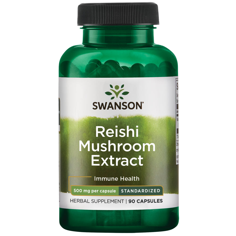 Swanson Reishi Mushroom Extract Standardized to 10% Polysaccharides 500 Mg 90 Capsules