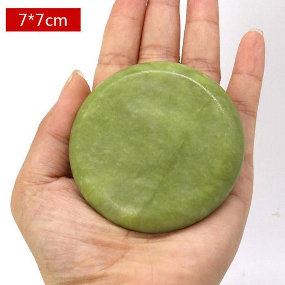 Round Jade Green Massage Stone Professional Facial Neck