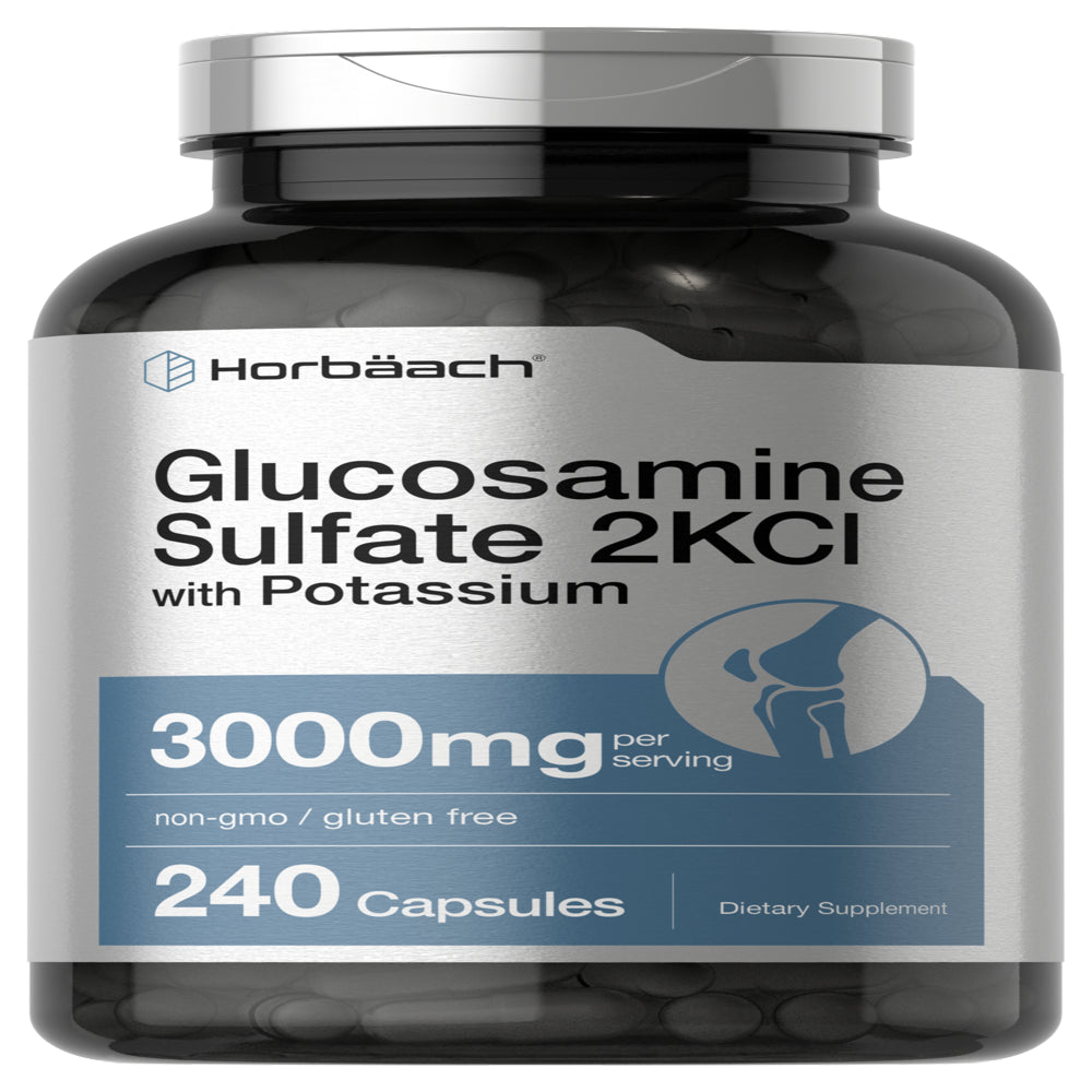 Glucosamine Sulfate 2KCI with Potassium | 3000Mg | 240 Capsules | by Horbaach
