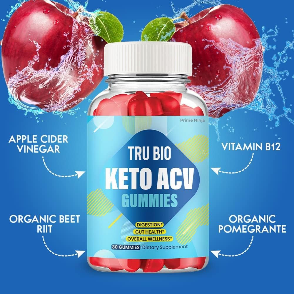 Tru Bio Keto ACV Gummies, Maximum Strength Gummies, Powerful Formula with ACV, Vitamin B12, Pomegranate and Beet Root (3 Pack)