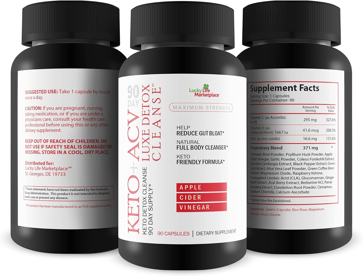 90 Day Keto + Acv Luxe Detox Cleanse - Psyllium Keto Detox Cleanse 90 Day Supply - Help Reduce Gut Bloat & Belly Size - Full Body Cleanser - Premium Keto Acv Luxe Cleanse Keto Lux