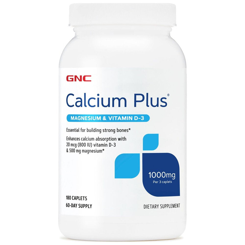 GNC Calcium plus Magnesium & Vitamin D-3 1000Mg | Essential for Building Strong Bones | 180 Count