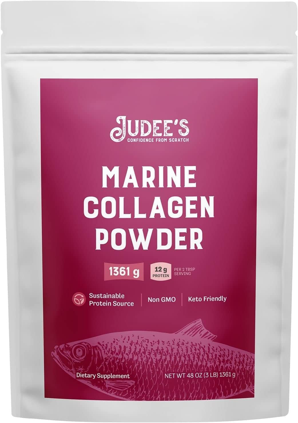 Judee'S Marine Collagen Powder 3 Lb - Add to Protein Shakes and Coffee - Just One Ingredient and Sustainable Protein Source - Gluten-Free and Nut-Free - Keto-Friendly and Non-Gmo