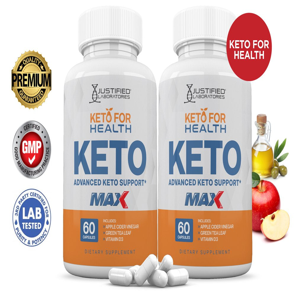 (2 Pack) Keto for Health ACV MAX Pills 1675Mg Alternative to Gummies Dietary Supplement 120 Capsules