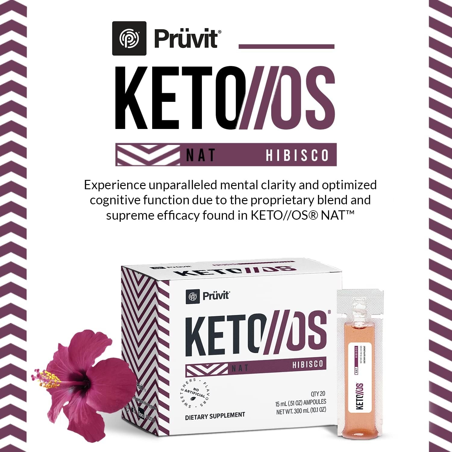 Pruvit Keto//Os NAT Caffeine Free Hibisco Mexican Ketone Salts 20 Count 15Ml Ampoules